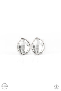 Movie Star Sparkle - White CLIP ON EARRINGS