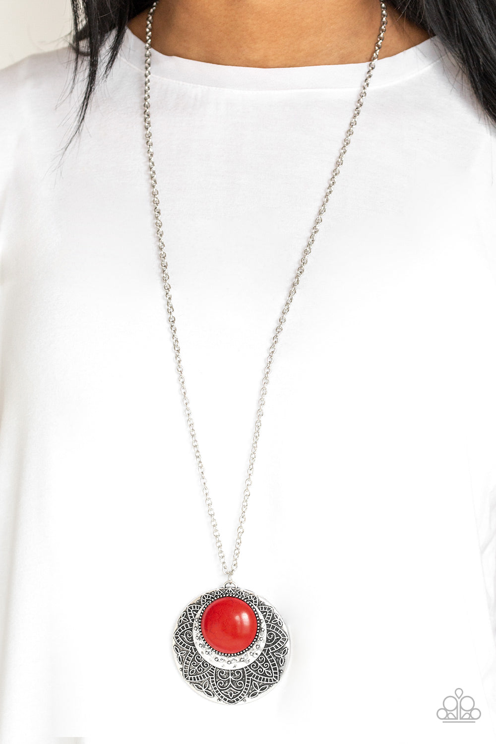 Medallion Meadow - Red NECKLACE